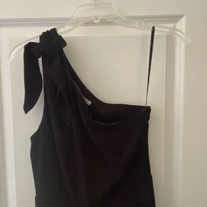 Rachel Roy black one shoulder jumpsuit, Capri length.